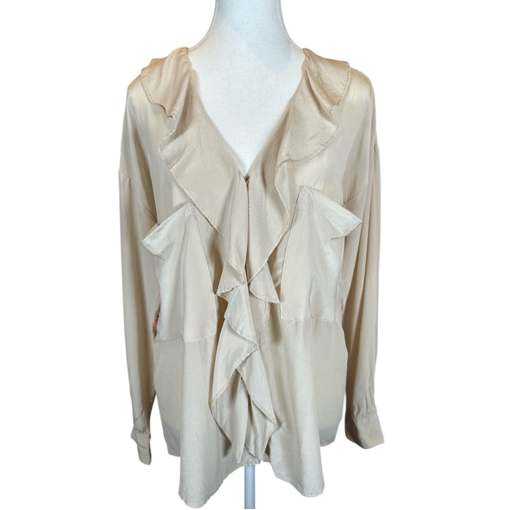 Rory Beca Cream Ruffled Blouse with Long Sleeves